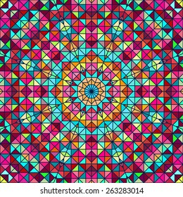Abstract Seamless Color Geometric Vector Pattern. Vintage Wallpaper Background. Mosaic Texture for Textile Print