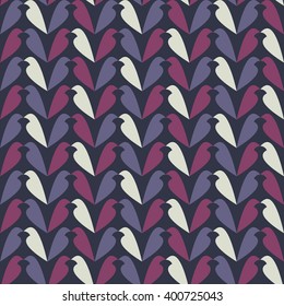 Abstract seamless colored pattern with bird silhouette, retro style and palette. Vector illustration
