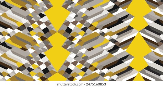 Abstract seamless colorful 3D pattern background. Fashion colored simple shapes graphic pattern. Abstract mosaic artwork. 