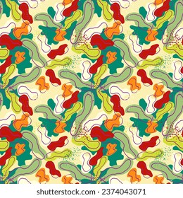 Resumen de obras de arte coloridas sin fisuras con patrones florales dibujados a mano