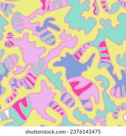 Abstract seamless colorful artwork with wave psychedelic shapes