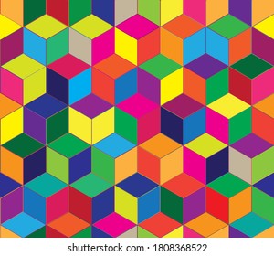 Abstract seamless colorful Background with cubes. Vector illustration