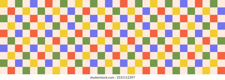 Abstrato padrão colorido quadriculado colorido sem costura no fundo claro, ilustração plana vetorial