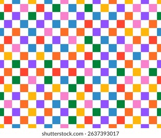Abstract seamless colorful checkered colorful pattern on light background. Cute bright design. Colorful texture