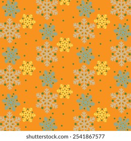 Abstract seamless colorful Christmas snowflakes pattern vector. snowflake on a Yellow background. snowflake wall art
snowflakes design for textiles print, clothing, fabric, cover, clothing wallpaper