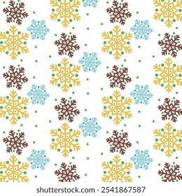 Abstract seamless colorful Christmas snowflakes pattern vector. snowflake on white background. snowflake wall art.
snowflakes design for textile print, clothing, duvet cover, fabric clothing wallpaper