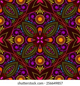 Abstract seamless colorful flower vector pattern.