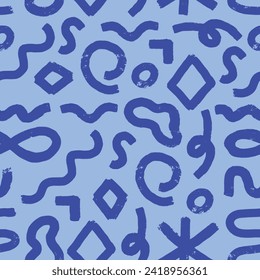 Resumen del patrón inky incoloro impecable de los elementos de la línea curva del doodle dibujados a mano. Diseño escandinavo. Ilustración vectorial para textiles, fondos, etc.