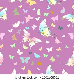 The abstract seamless colorful pattern of butterfly for background, Gift Wrap ,wallpaper, fabric print, cloth texture, vector illustration