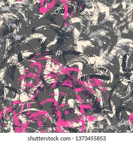 Abstractas patrón colorido sin fisuras con Elementos de grunge de onda caótica. Fondo de pantalla para textiles, prendas de vestir, papel de regalo.