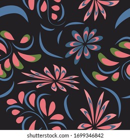 Abstract seamless colorful pattern exotic shapes backgrounds