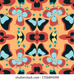 Abstract seamless colorful pattern exotic shapes backgrounds