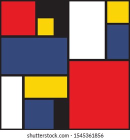 Abstract seamless colorful pattern with geometric shape for wallpaper, background, cover, web, and banner. Mondrian style - Vector