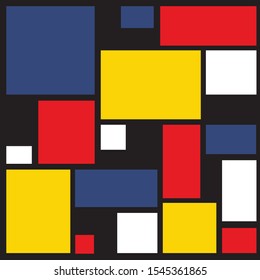 Abstract seamless colorful pattern with geometric shape for wallpaper, background, cover, web, and banner. Mondrian style - Vector