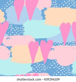 Abstract seamless colorful pattern with hearts. For card, banner, poster,flyer, placard 