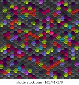 Abstract seamless colorful pattern. Hexagobe repeated print for fashion textile, sport clothes, wrapping paper. 