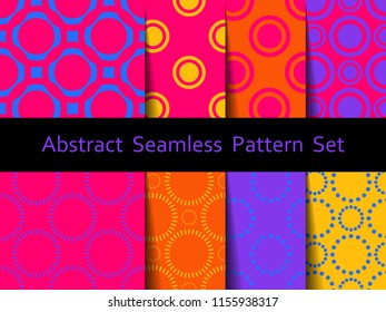 Abstract seamless colorful pattern set. Nice and beautiful modern vector graphic illustration