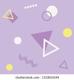 Abstract seamless colorful pattern in trendy 80-90s memphis style. Background for printing brochure, poster, party, vintage textile design, sport wear. Fashion 80-90s. Eps10 vector