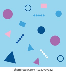 Abstract seamless colorful pattern in trendy 80-90s memphis style. Background for printing brochure, poster, party, vintage textile design, sport wear. Fashion 80-90s. Eps10 vector