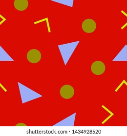 Abstract seamless colorful pattern in trendy memphis style. Background for printing brochure, poster, vintage textile design, cover, banner. Retro 80's - 90's style. Eps 10 vector illustration.