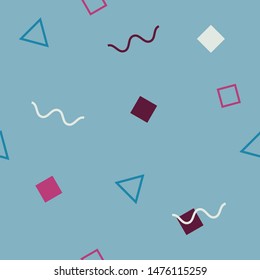 Abstract seamless colorful pattern in trendy memphis style. Background for printing brochure, poster, vintage textile design, cover, banner. Retro 80's - 90's style. Eps 10 vector illustration.