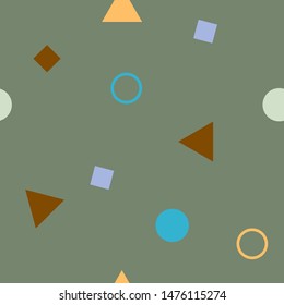 Abstract seamless colorful pattern in trendy memphis style. Background for printing brochure, poster, vintage textile design, cover, banner. Retro 80's - 90's style. Eps 10 vector illustration.