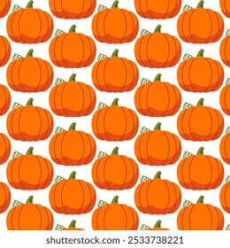 Abstract seamless colorful pumpkin pattern art wallpaper. Halloween seamless pattern. Vector illustration of Halloween party Cute pumpkins isolated on a white background. design for kids fabric print.