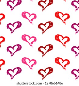 Abstract seamless colorful red heart pattern. Hand drawn vector sketch.Romantic symbols for love, greeting valentines elements.Vector. As print for clothes, bags, towel, wrapping