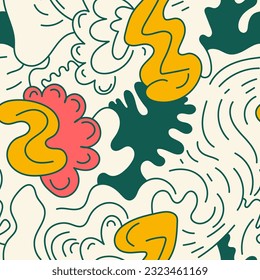 Abstract seamless colorful surreal artwotk with wave pattern