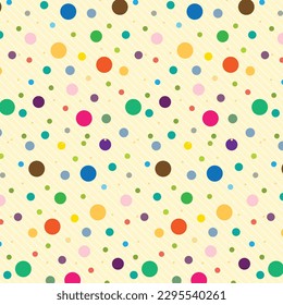 abstract seamless coloring polka dot and white stripe pattern.