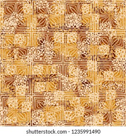 Abstract seamless. Colors of autumn gold. Symbolic flowers.