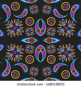 Abstract seamless colourful pattern exotic shapes backgrounds