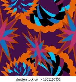 Abstract seamless colourful pattern exotic shapes backgrounds