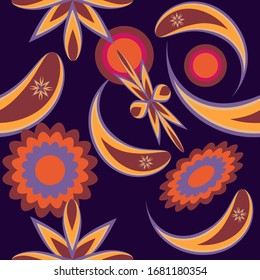 Abstract seamless colourful pattern exotic shapes backgrounds