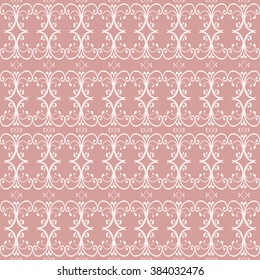Abstract, seamless, contour flowering, on a red background