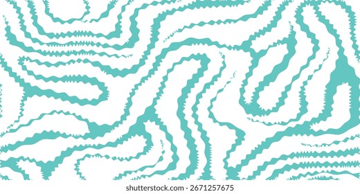 Abstractas patrón de línea de onda de contorno sin costuras en color aqua claro, textura decorativa moderna para impresiones textiles, Fondos de pantalla, empaques y fondos de diseño digital