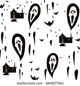 Abstract Seamless Creative Doodle For Halloween Decoration with transparent Background
