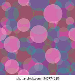 Abstract seamless crossing circles pattern. Overlapping light and dark red, pink, blue balloons background. Geometric backdrop for printing wallpaper, presentation or flyer with bubbles.