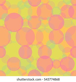 Abstract seamless crossing circles pattern. Overlapping light and dark red, pink, yellow, orange balloons background. Geometric backdrop for printing wallpaper, presentation or flyer with bubbles.