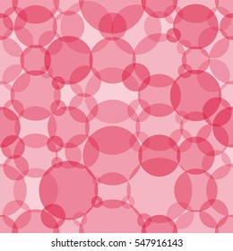 Abstract seamless crossing circles pattern. Overlapping light and dark red, scarlet or pink balloons background. Geometric backdrop for printing wallpaper, presentation or flyer with bubbles.