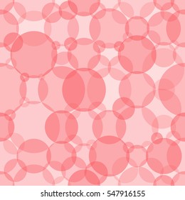 Abstract seamless crossing circles pattern. Overlapping light and dark red balloons background. Geometric backdrop for printing wallpaper, presentation or flyer with bubbles.