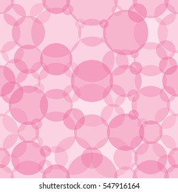 Abstract seamless crossing circles pattern. Overlapping light and dark red or pink balloons background. Geometric backdrop for printing wallpaper, presentation or flyer with bubbles.