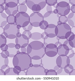 Abstract seamless crossing circles pattern. Overlapping light and dark lilac balloons background. Intersecting geometric backdrop for printing wallpaper, presentation or flyer with bubbles.