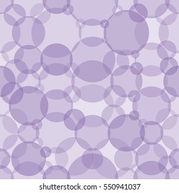 Abstract seamless crossing circles pattern. Overlapping light and dark lilac balloons background. Intersecting geometric backdrop for printing wallpaper, presentation or flyer with bubbles.