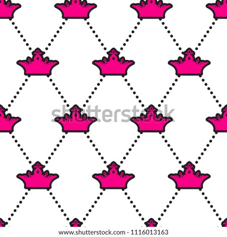 Abstract seamless crown pattern. Girlish repeated backdrop for textile, fashion clothes, wrapping paper. Royal wallpaper. Rich tiaras backdrop