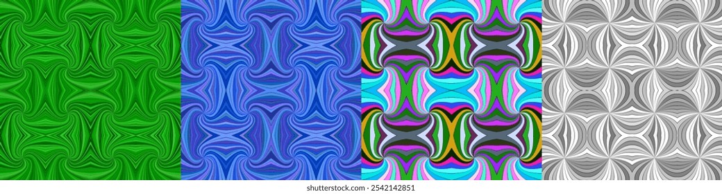 Conjunto de padrões de faixas curvas sem costura abstratos