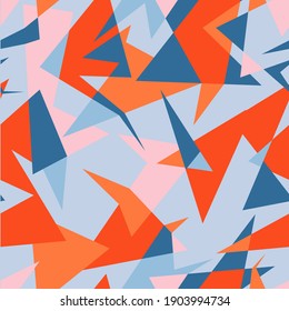 Abstract seamless curved triangle chaotic geometry pattern 