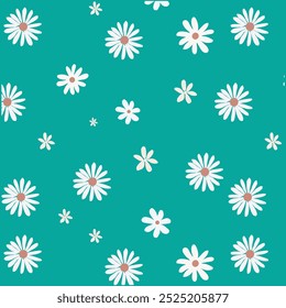 Abstract seamless daisy flower pattern. abstract wildflowers on blue background. style for banners, wallpaper, posters, websites, online shopping.Vector illustration  botanical design.