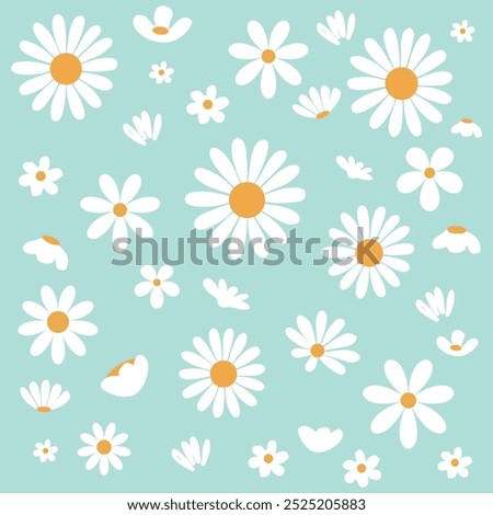 Abstract seamless daisy flower pattern. abstract wildflowers on blue background. style for banners, wallpaper, posters, websites, online shopping.Vector illustration  botanical design.
