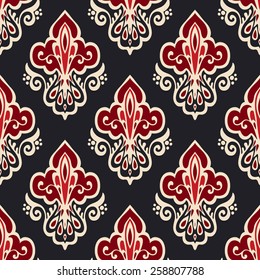 Abstract seamless damask ornamental vector pattern for fabric